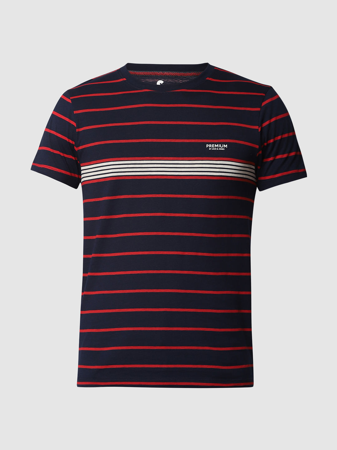 Blue Striped Crew Neck T-shirt