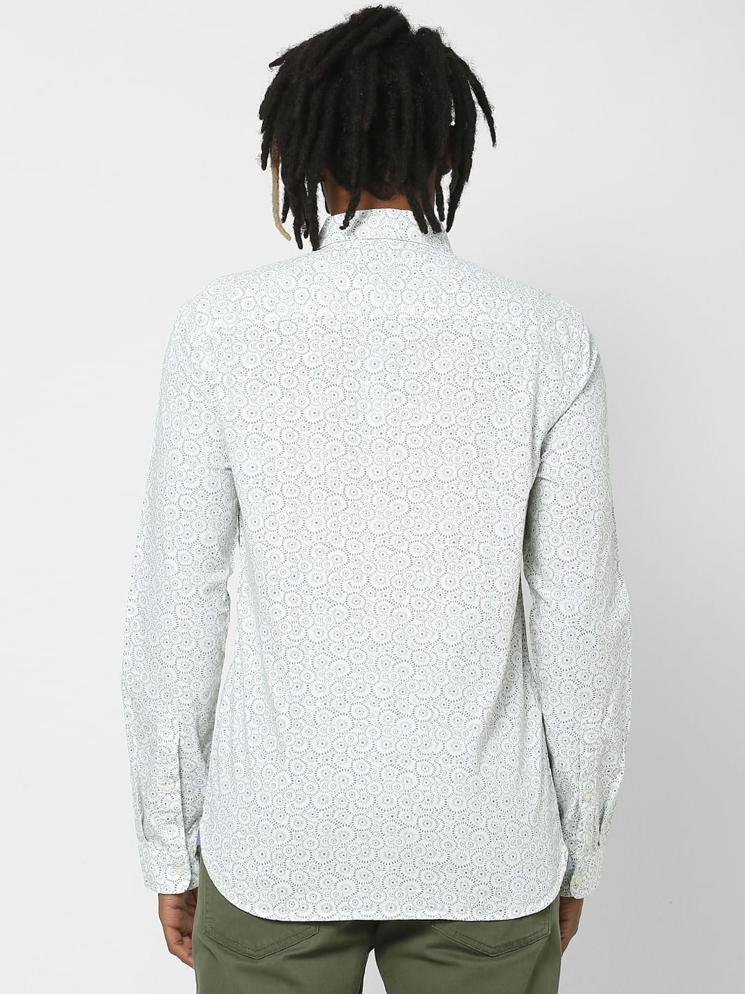 White All Over Print Full Sleeves Shirt
