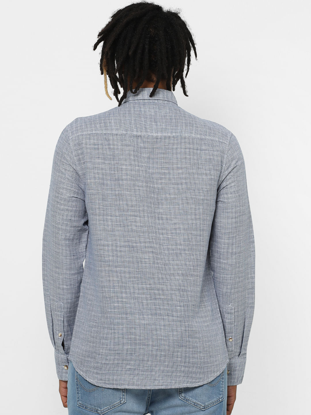 Blue Small Check Full Sleeves Shirt