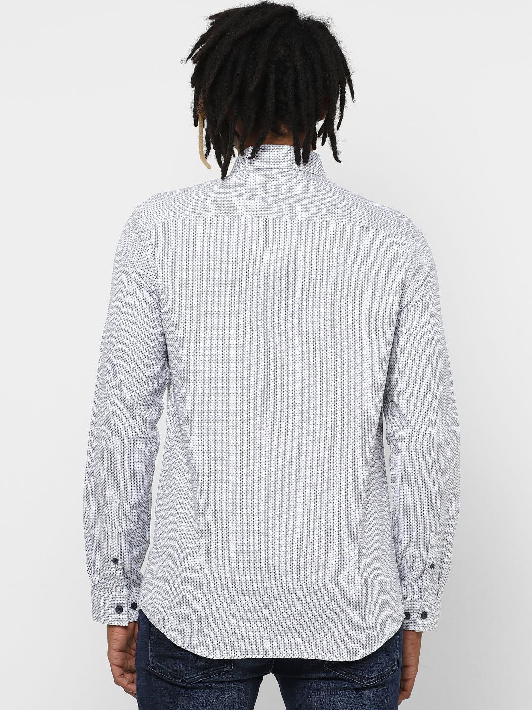 White Dobby Full Sleeves Shirt