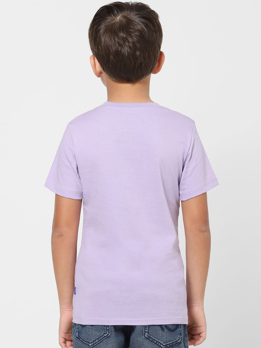 Boys Purple Logo Print Crew Neck T-shirt