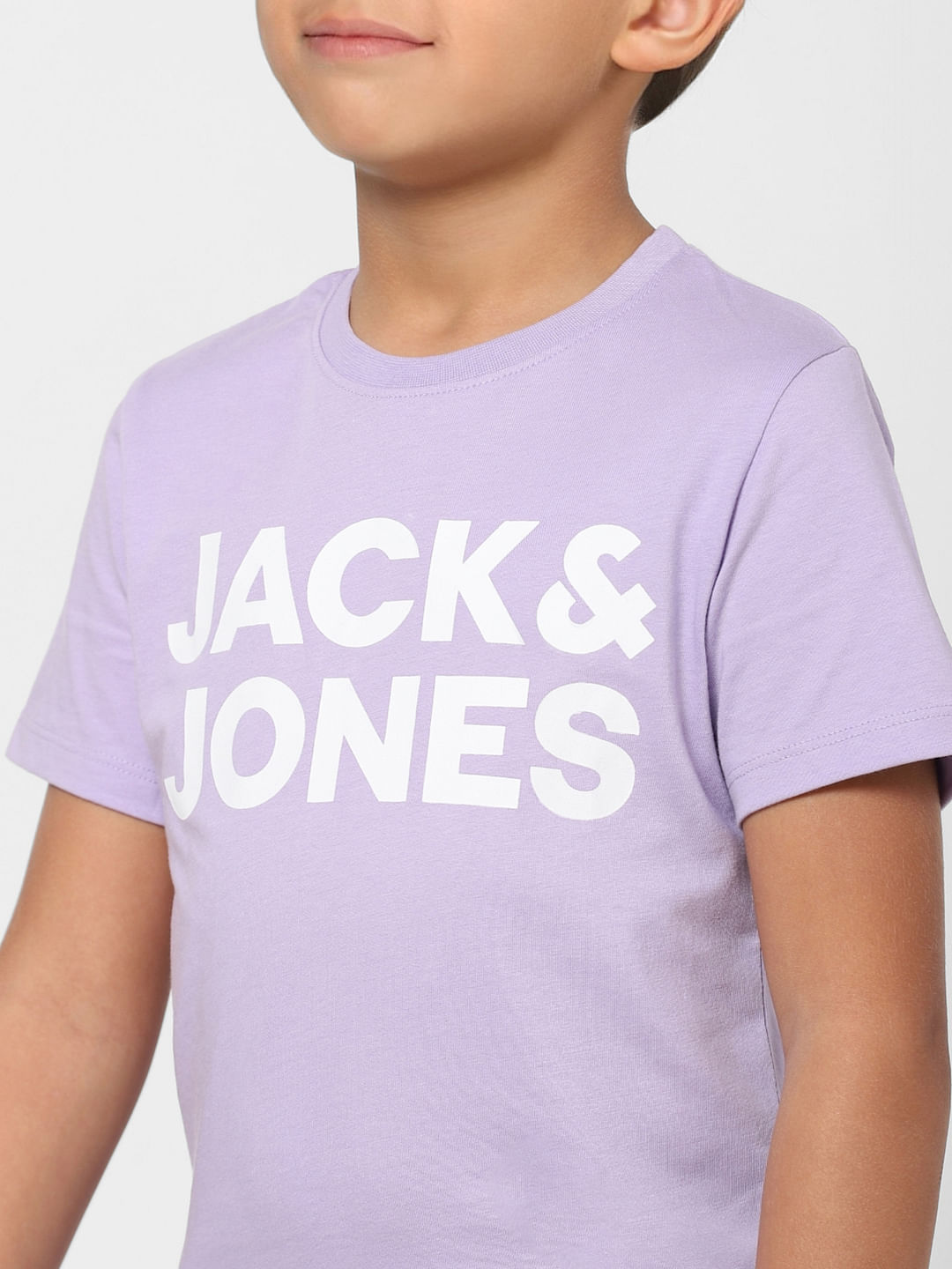 Boys Purple Logo Print Crew Neck T-shirt