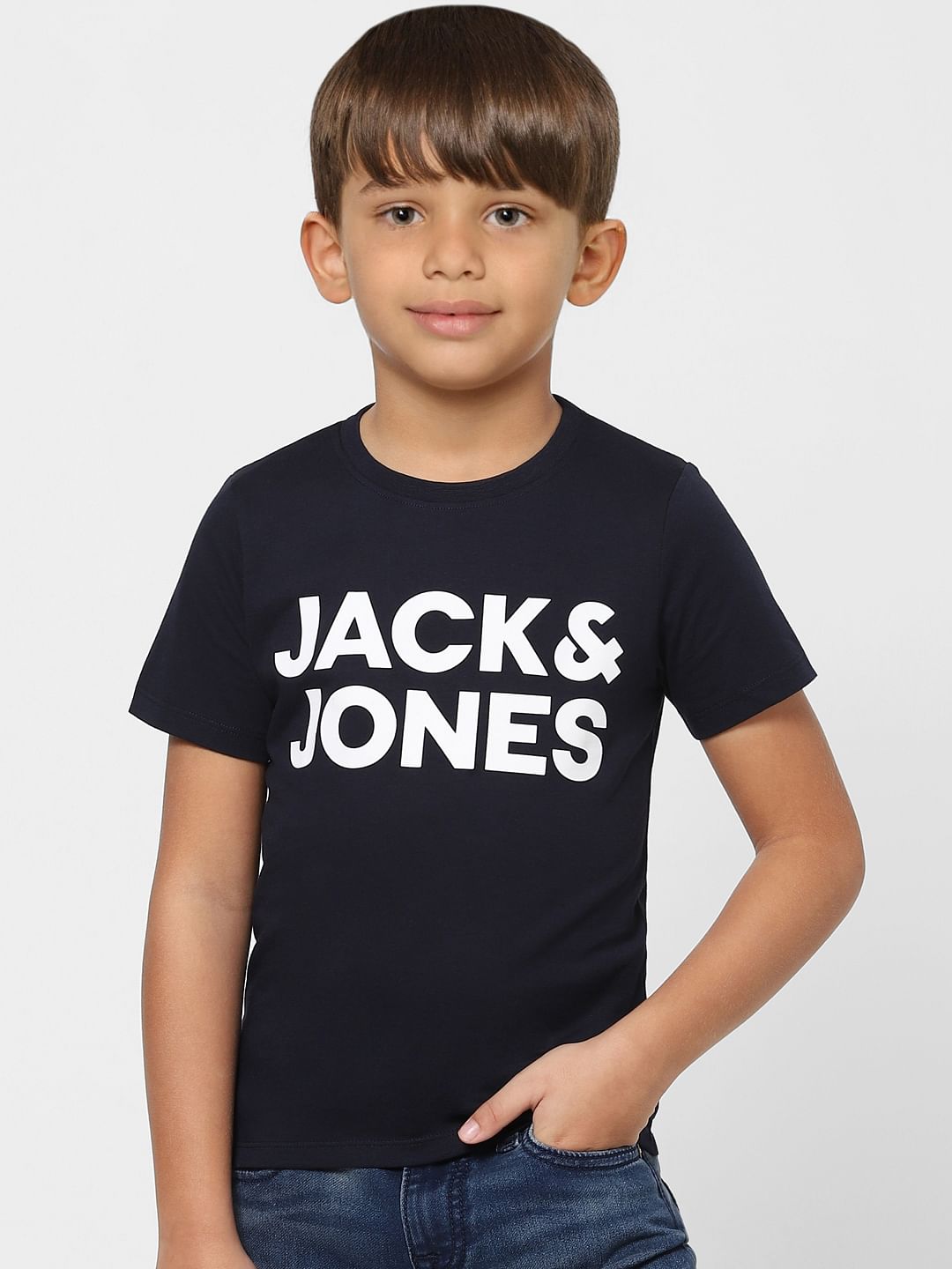 Boys Blue Logo Print Crew Neck T-shirt