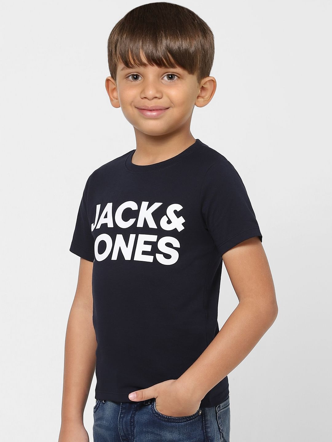 Boys Blue Logo Print Crew Neck T-shirt