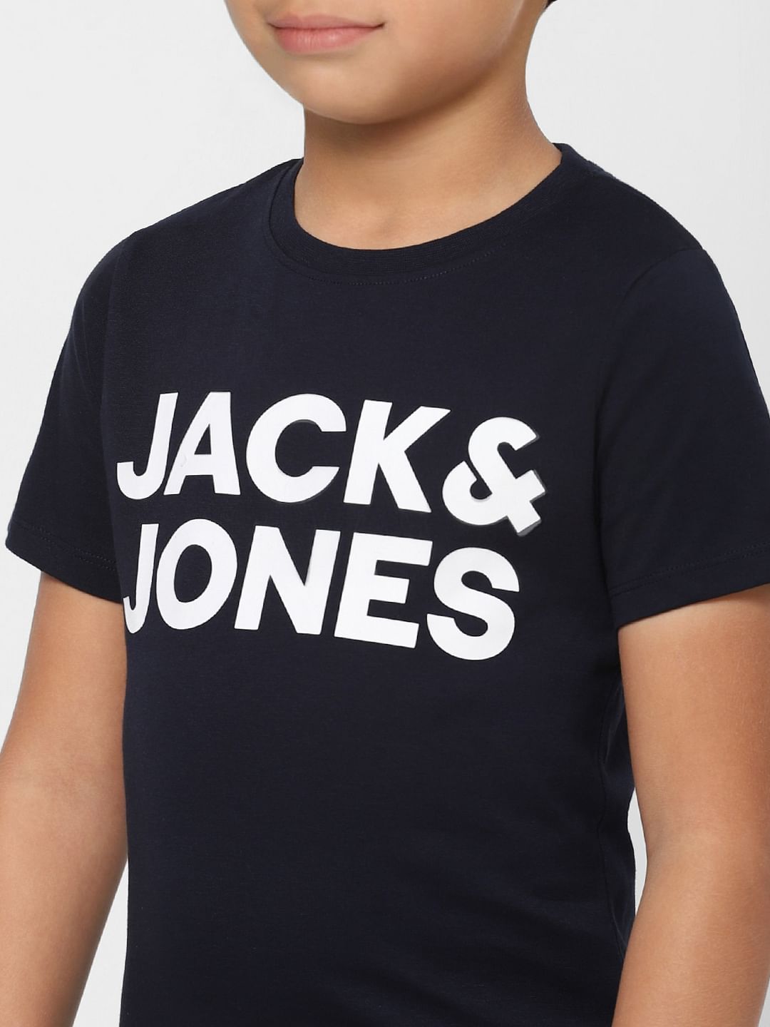 Boys Blue Logo Print Crew Neck T-shirt