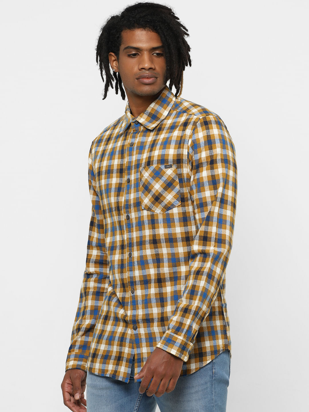 Brown Check Full Sleeves Shirt