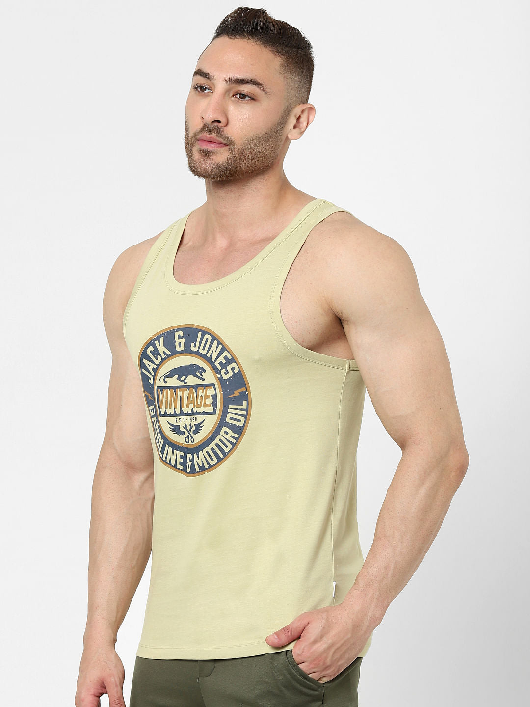 Green Logo Print Vest