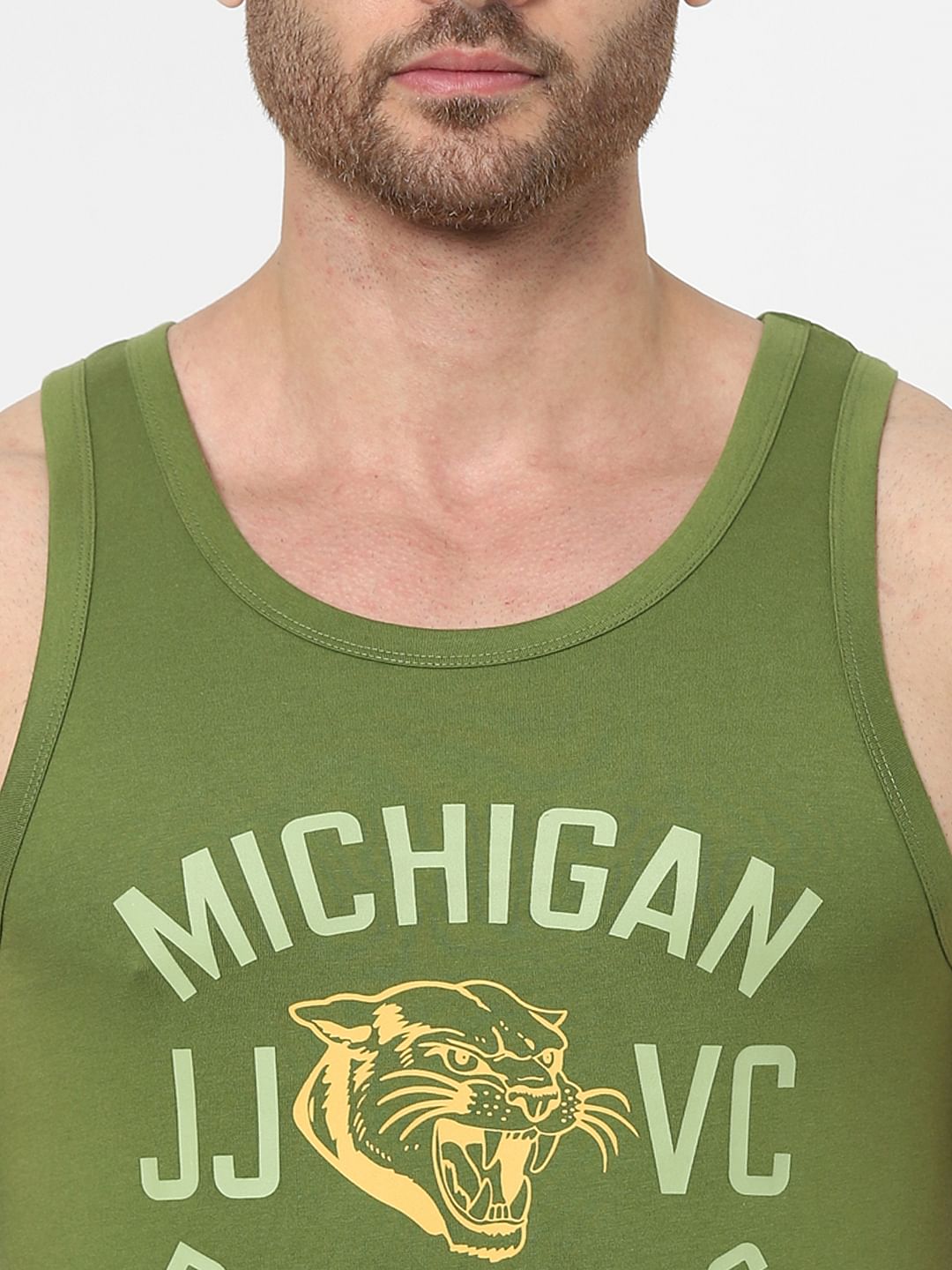 Green Text Print Vest