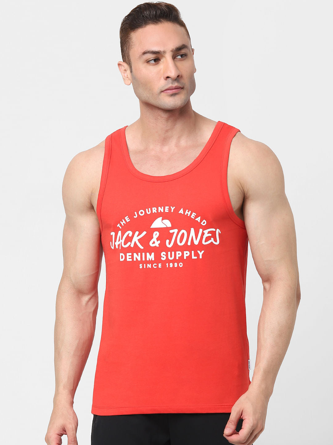 Red Logo Print Vest