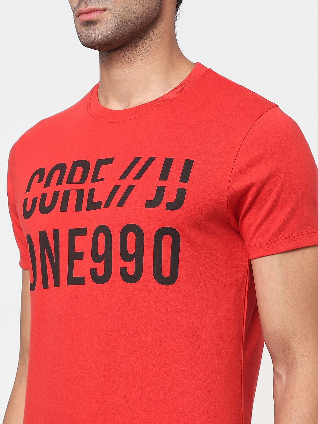 Red Graphic Crew Neck T-shirt