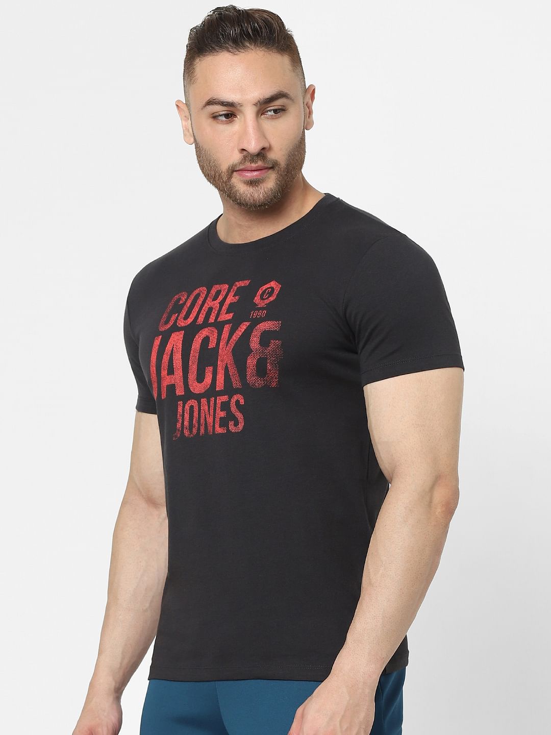 Black Logo Print Crew Neck T-shirt
