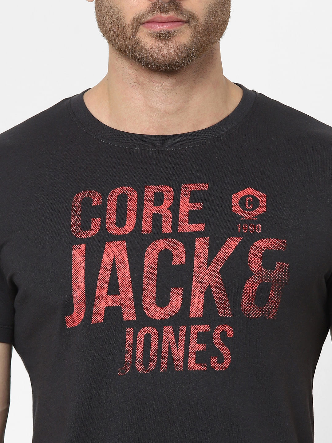 Black Logo Print Crew Neck T-shirt