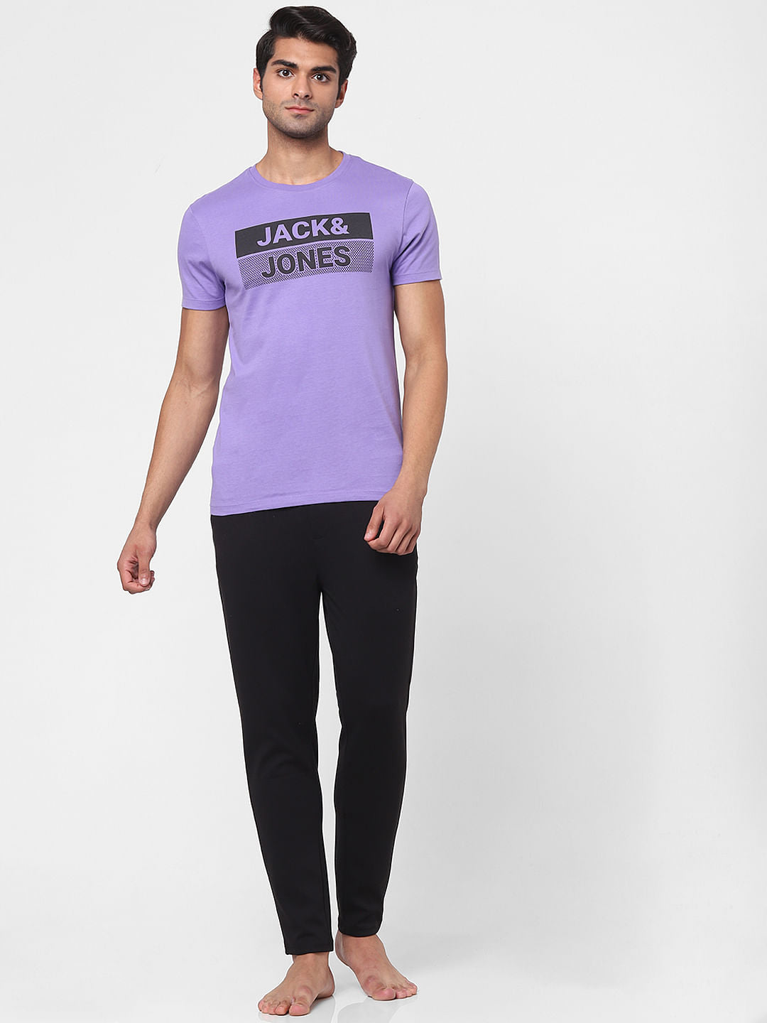 Purple Logo Print Crew Neck T-shirt