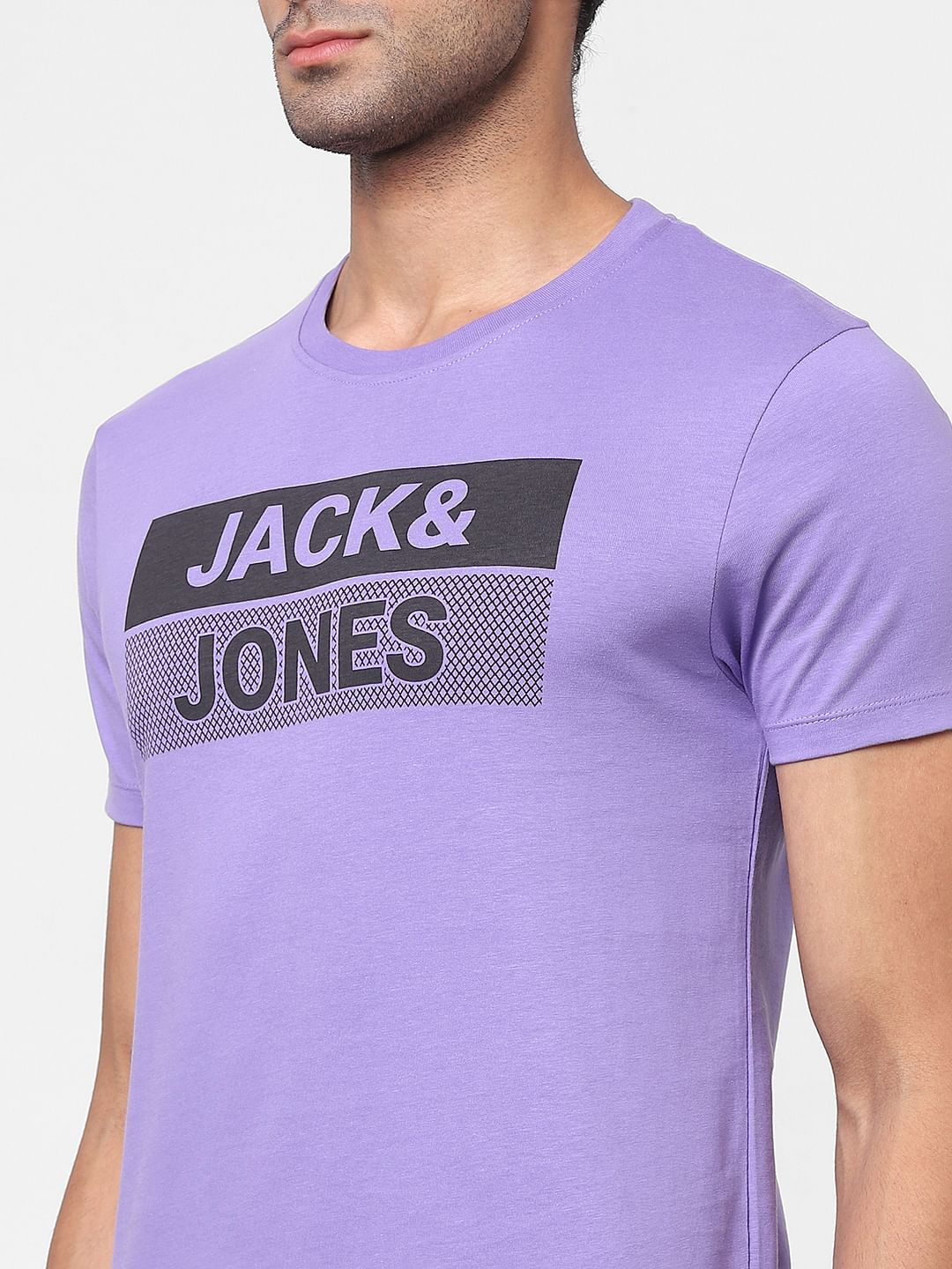 Purple Logo Print Crew Neck T-shirt