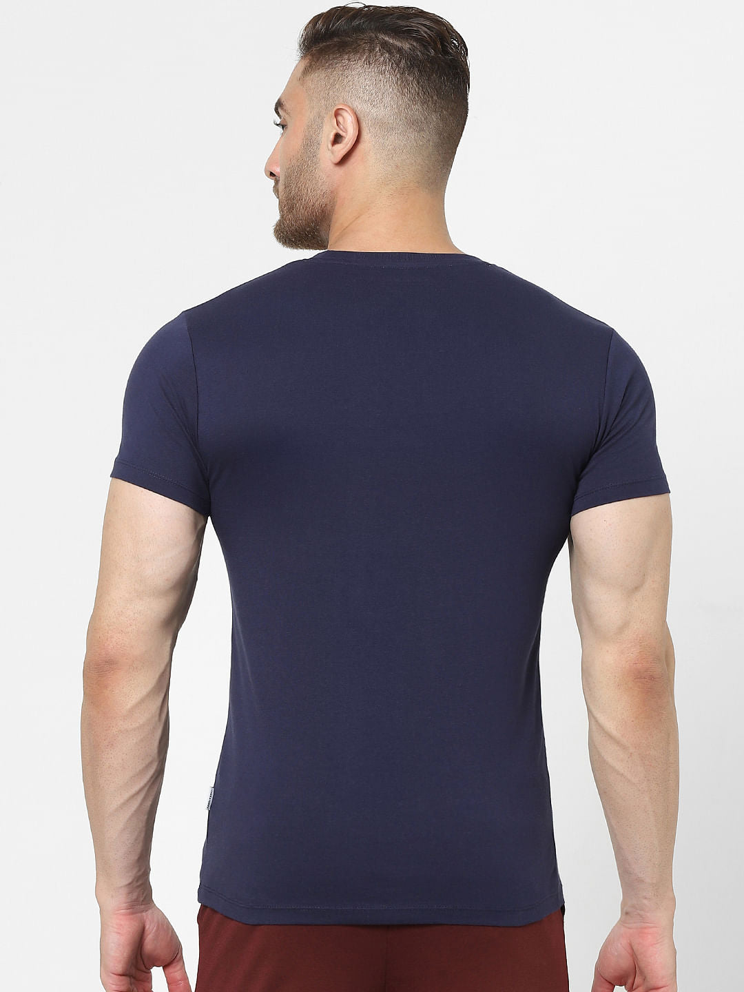 Blue Logo Print Crew Neck T-shirt