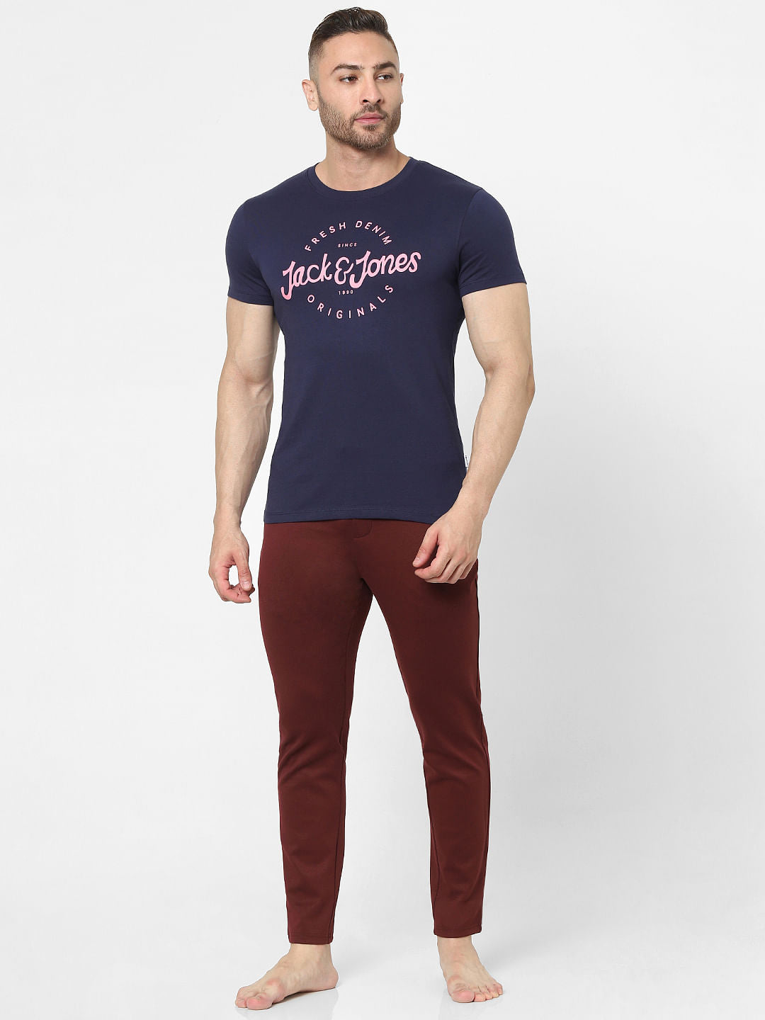 Blue Logo Print Crew Neck T-shirt