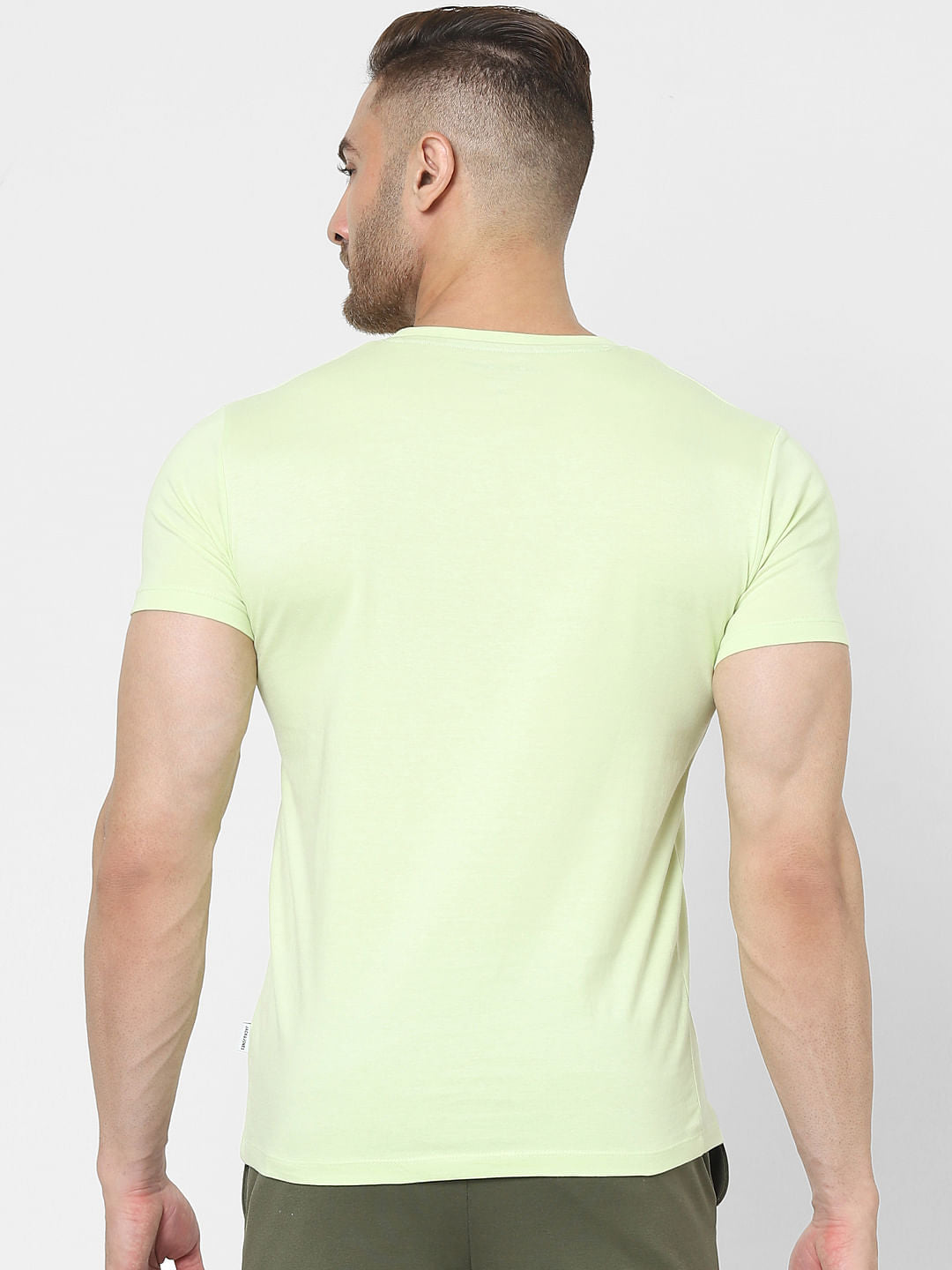 Light Green Logo Print Crew Neck T-shirt