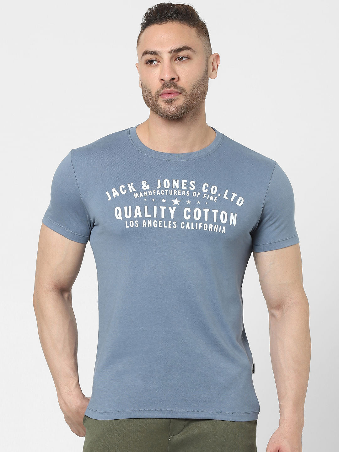 Blue Logo Print Crew Neck T-shirt