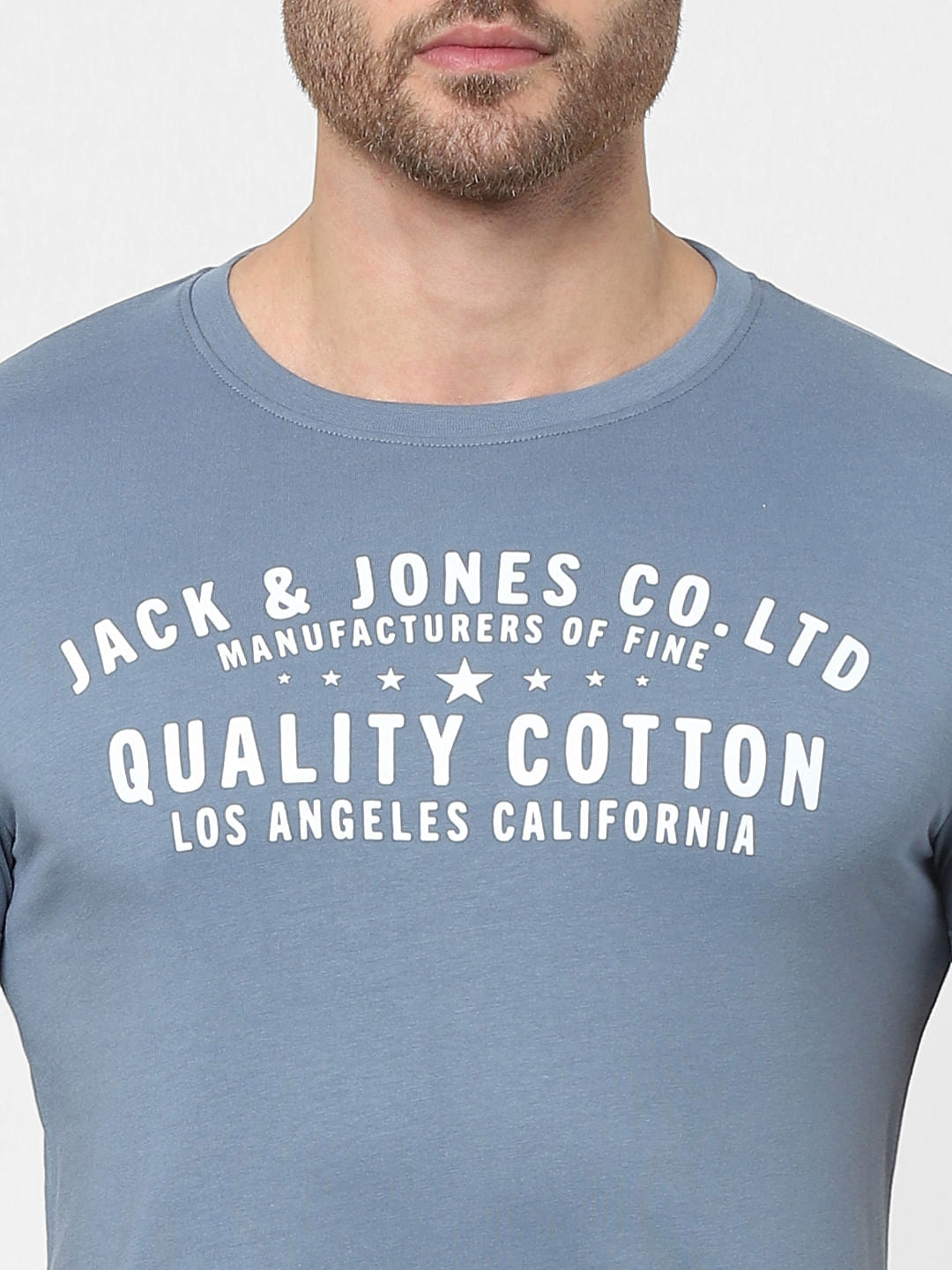 Blue Logo Print Crew Neck T-shirt