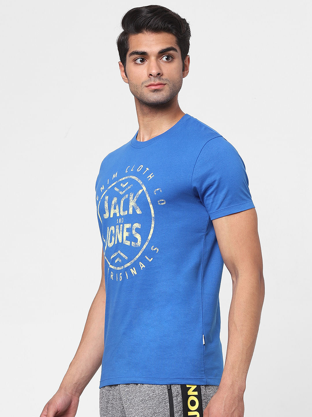 Blue Logo Print Crew Neck T-shirt