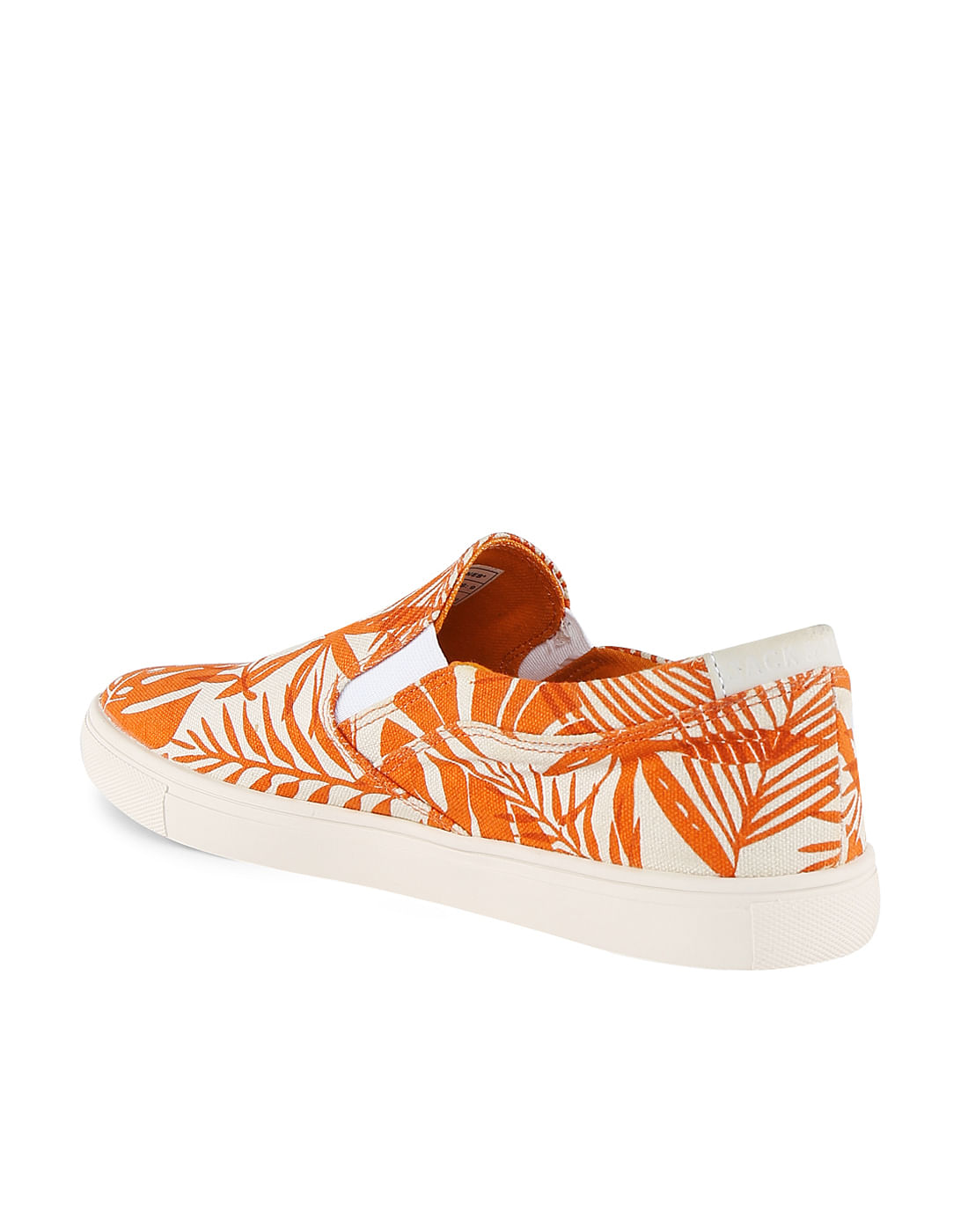 Orange Tropical Print Slip Ons
