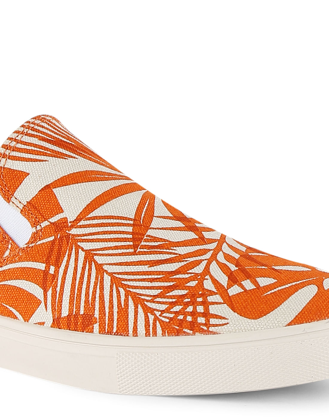 Orange Tropical Print Slip Ons
