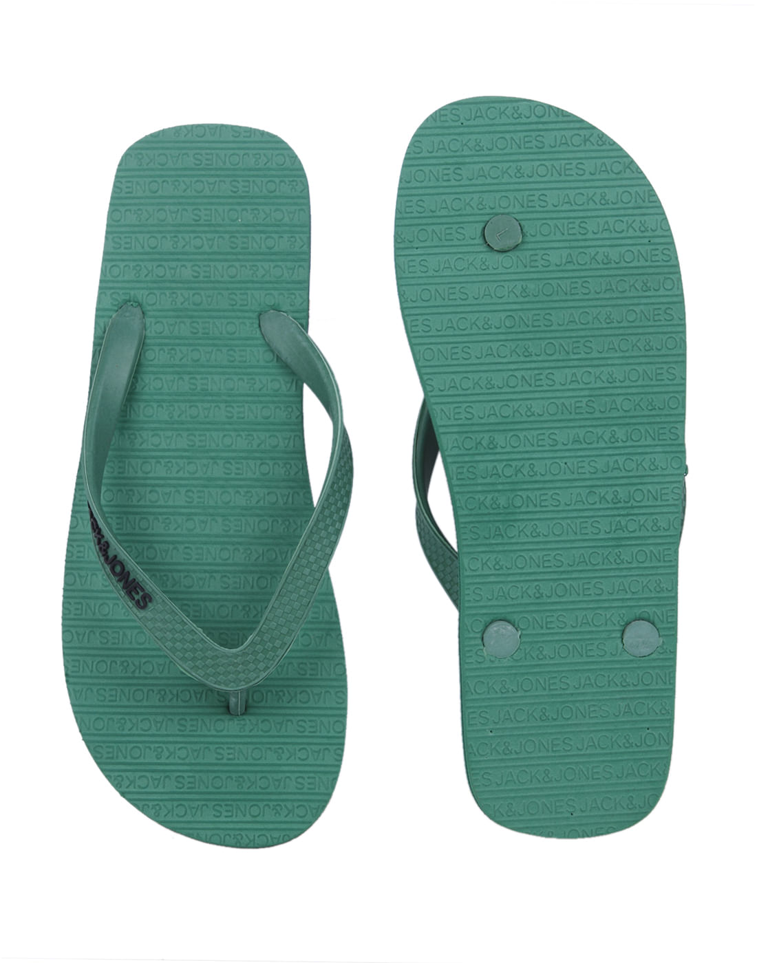 Green Logo Print Flip Flops