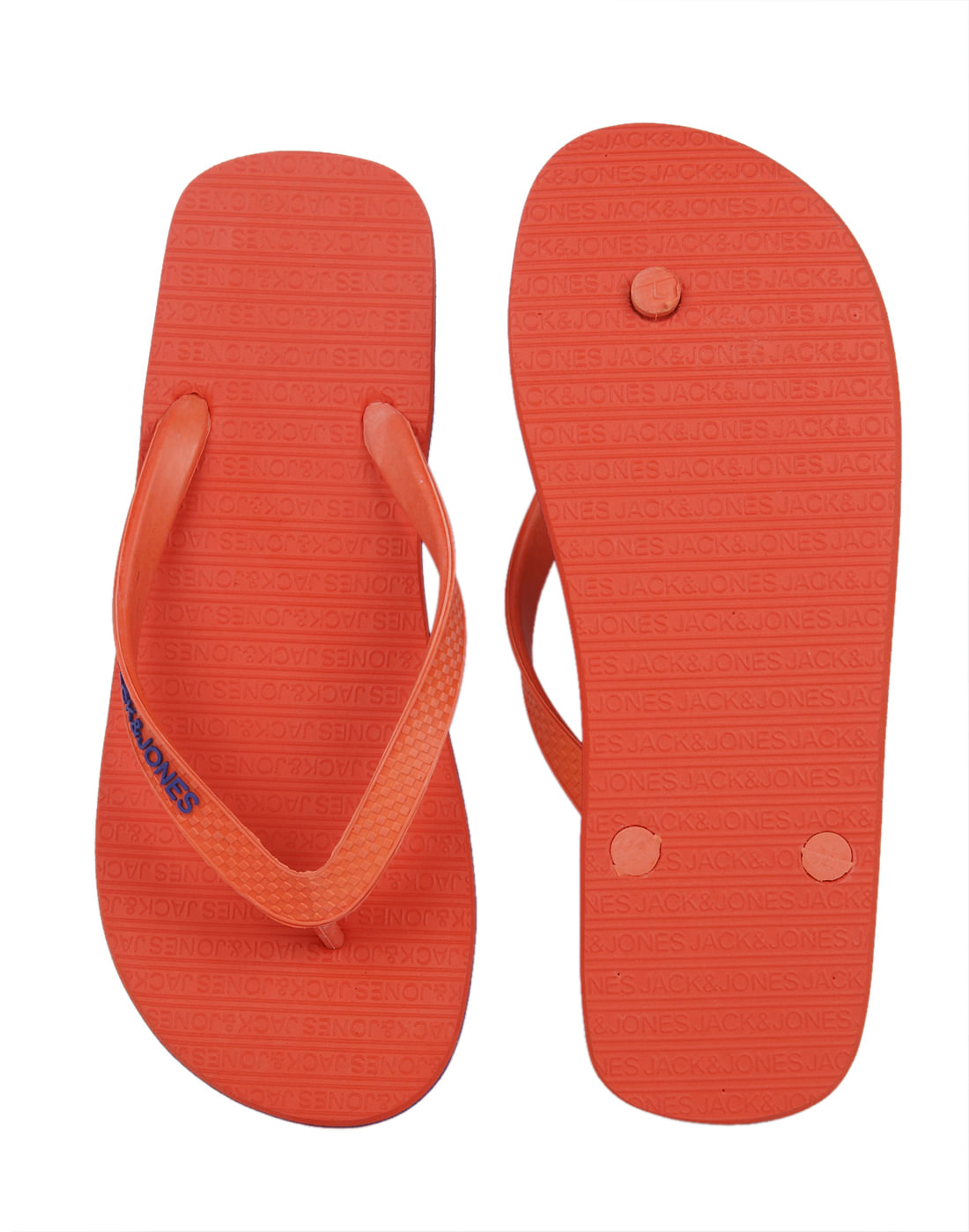 Orange Logo Print Flip Flops