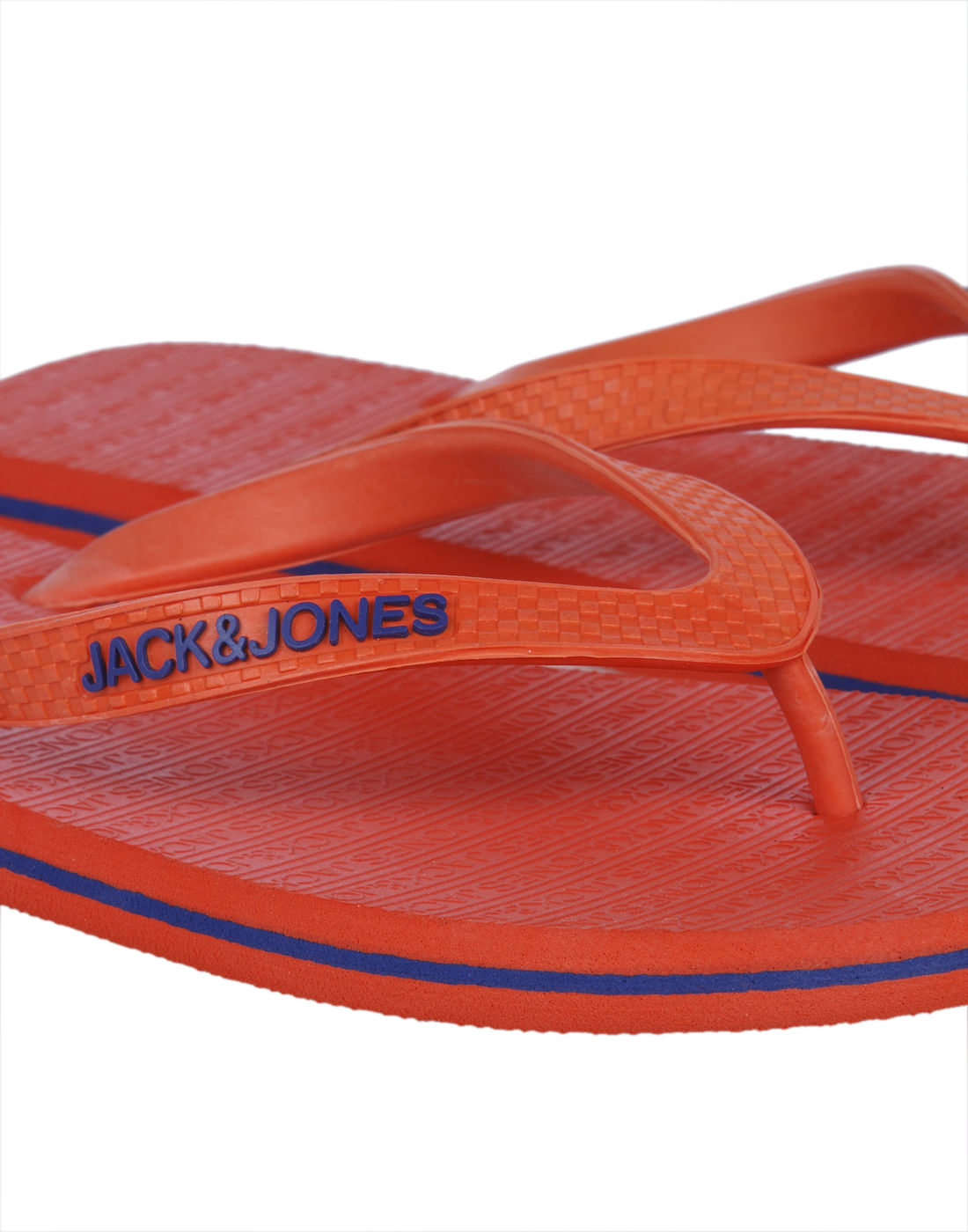 Orange Logo Print Flip Flops