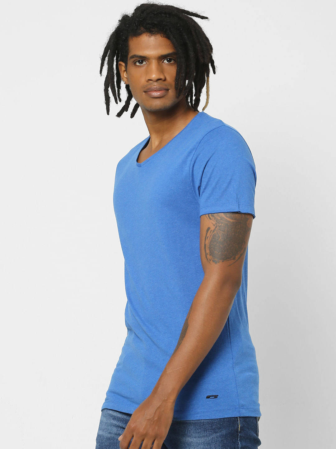 Blue & Black V Neck T-shirt - Pack of 2