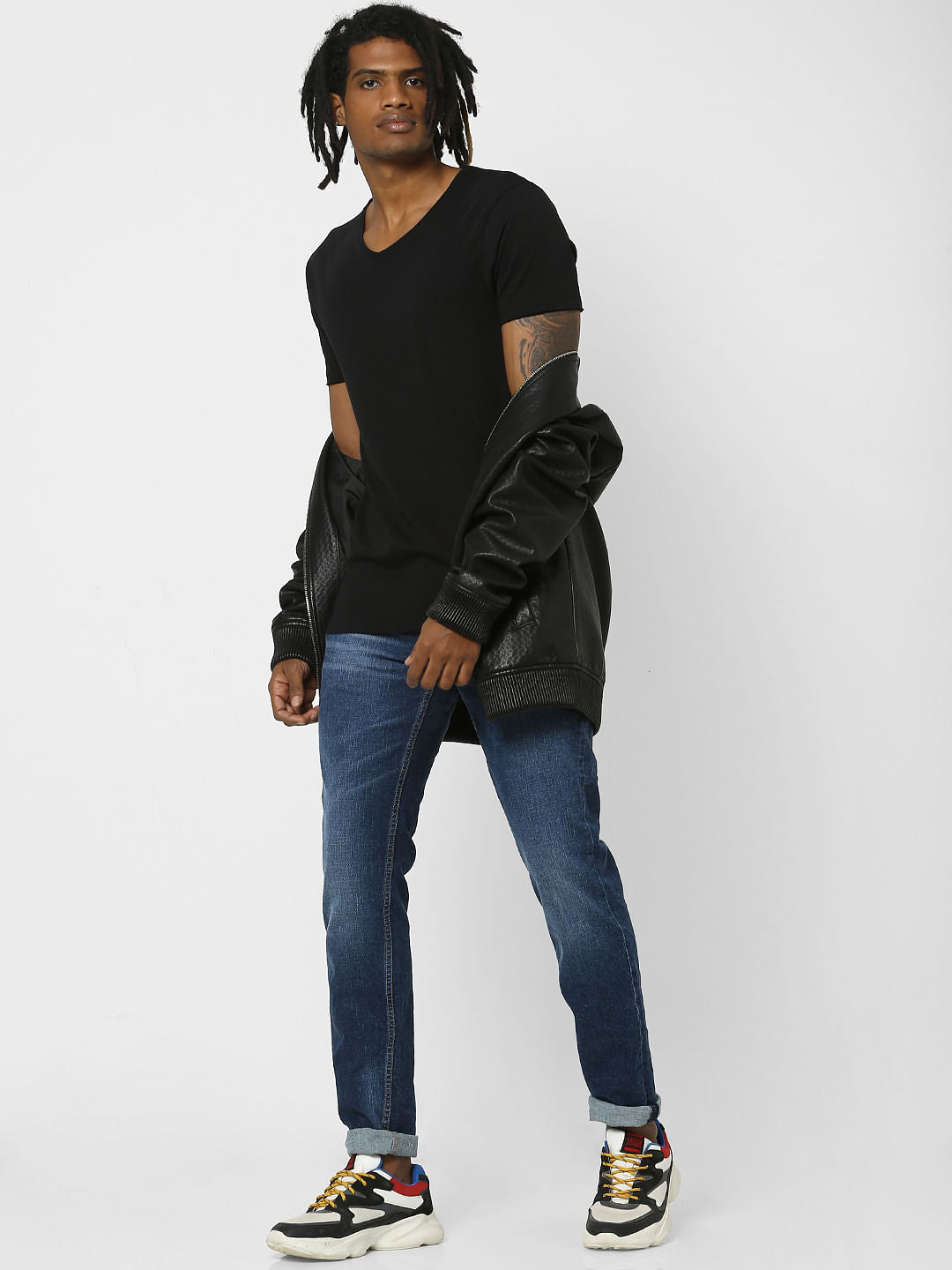 Blue & Black V Neck T-shirt - Pack of 2