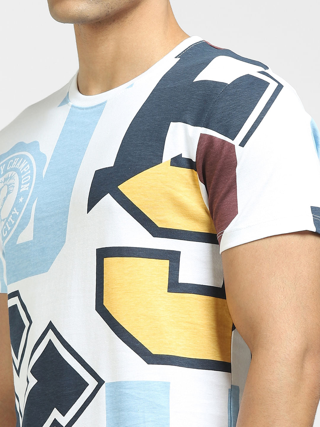 White Logo Print Crew Neck T-shirt
