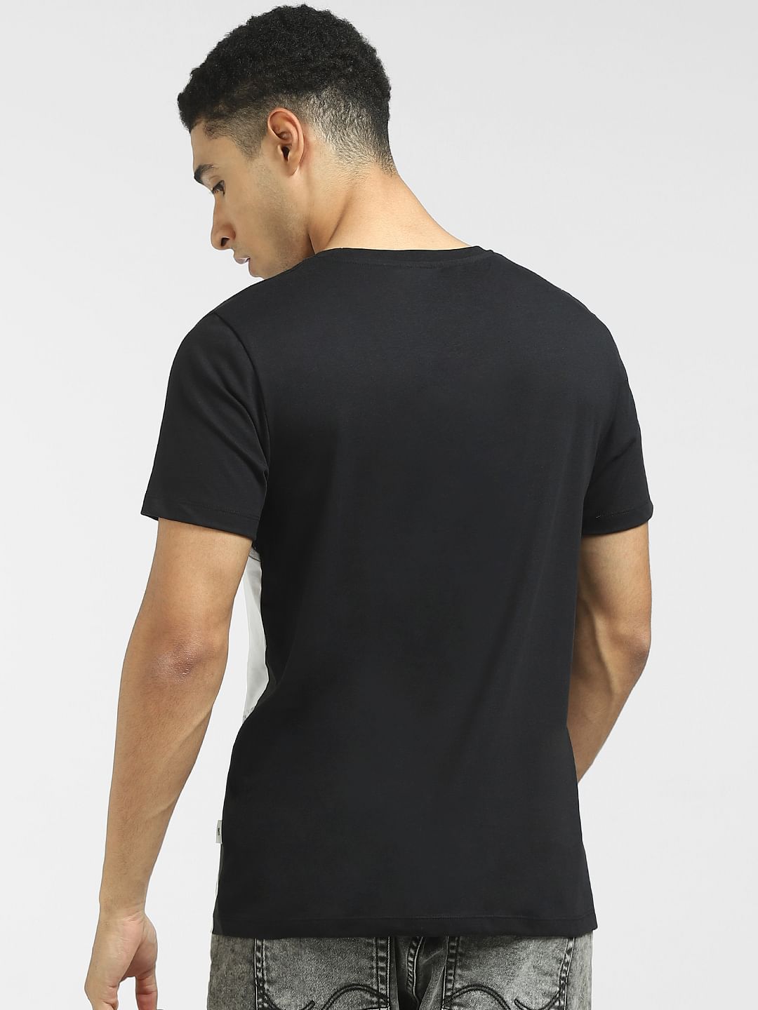 Black Cut & Sew Colourblocked T-shirt