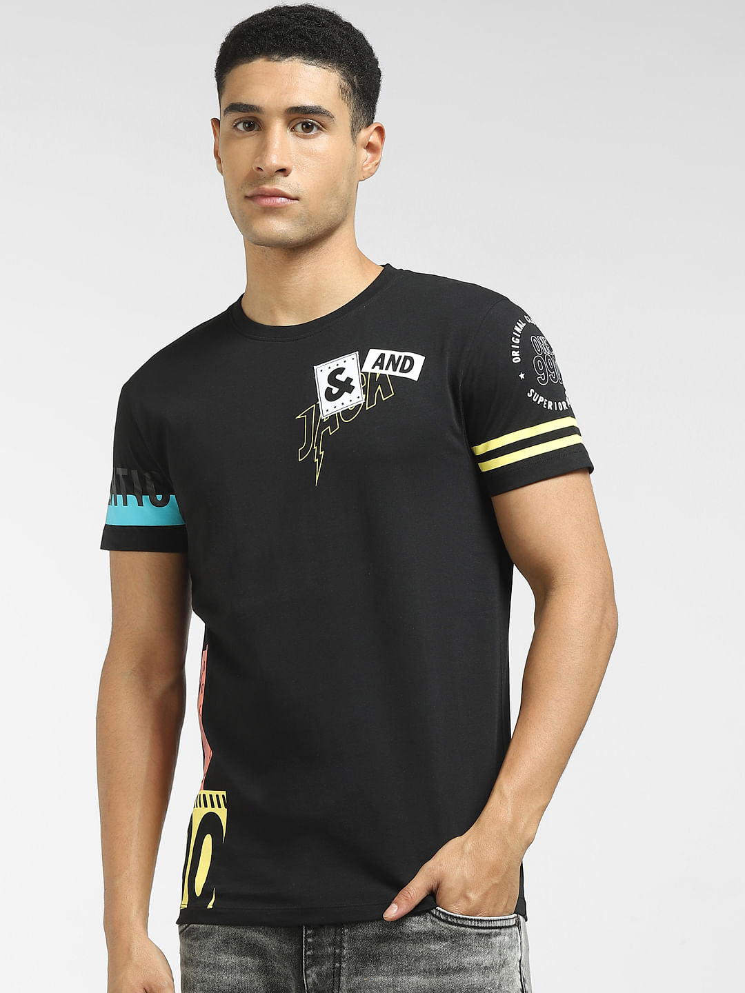 Black Logo Print Crew Neck