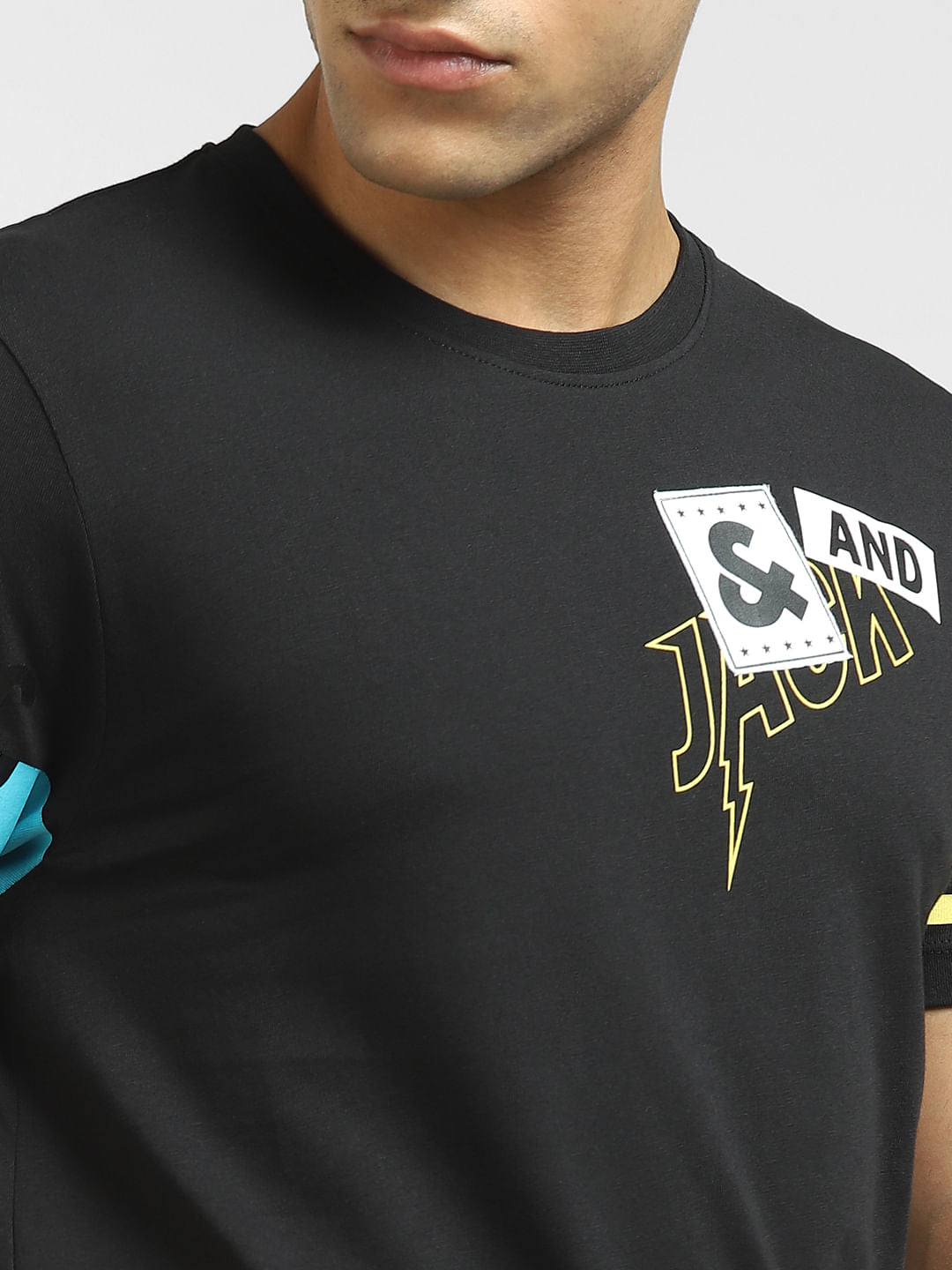 Black Logo Print Crew Neck