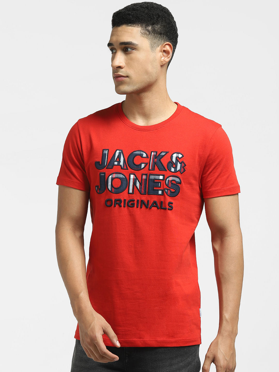 Red Logo Print Crew Neck T-shirt