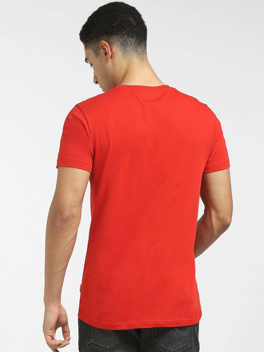 Red Logo Print Crew Neck T-shirt