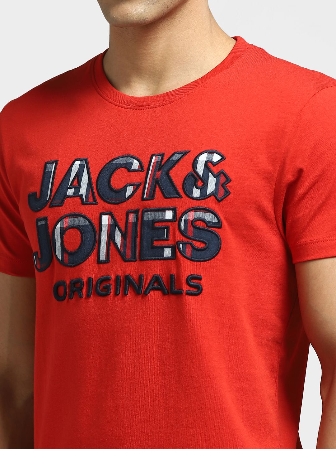 Red Logo Print Crew Neck T-shirt