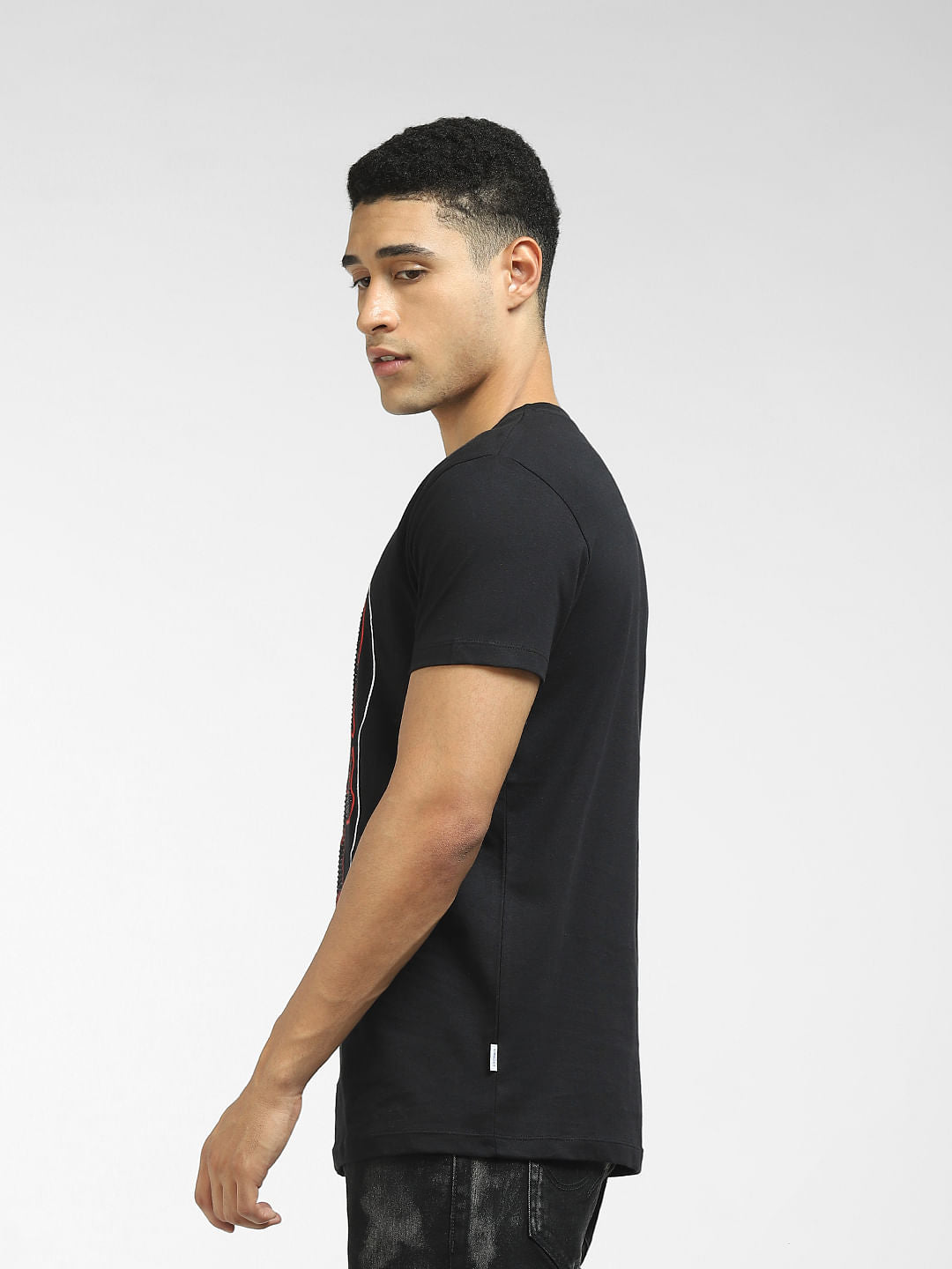 Black Embellished Crew Neck T-shirt