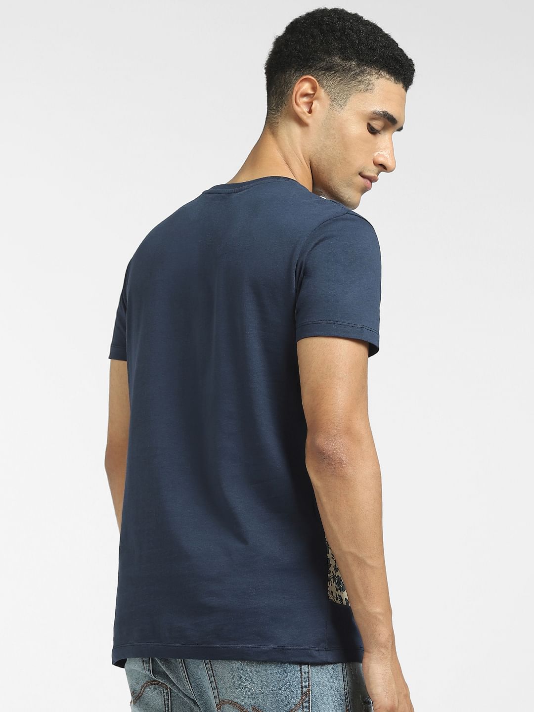 Blue Graphic Print Crew Neck T-shirt