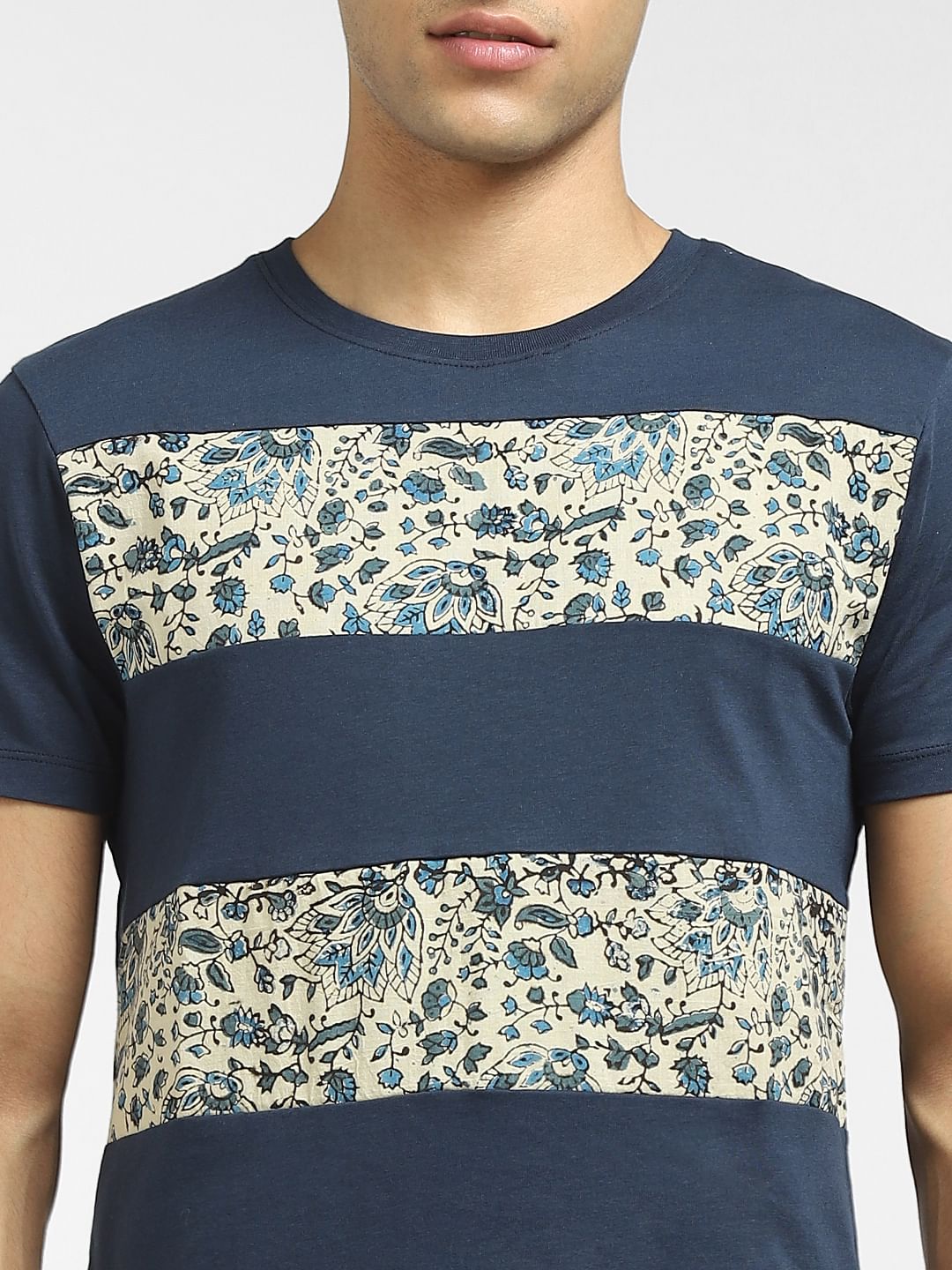 Blue Graphic Print Crew Neck T-shirt