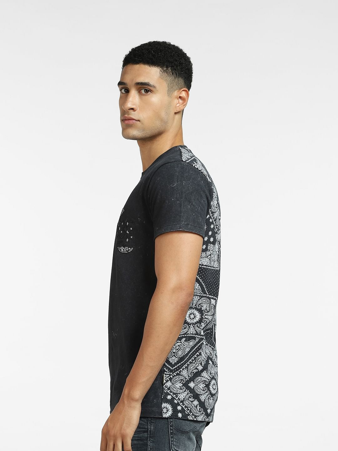 Black Graphic Print Crew Neck T-shirt
