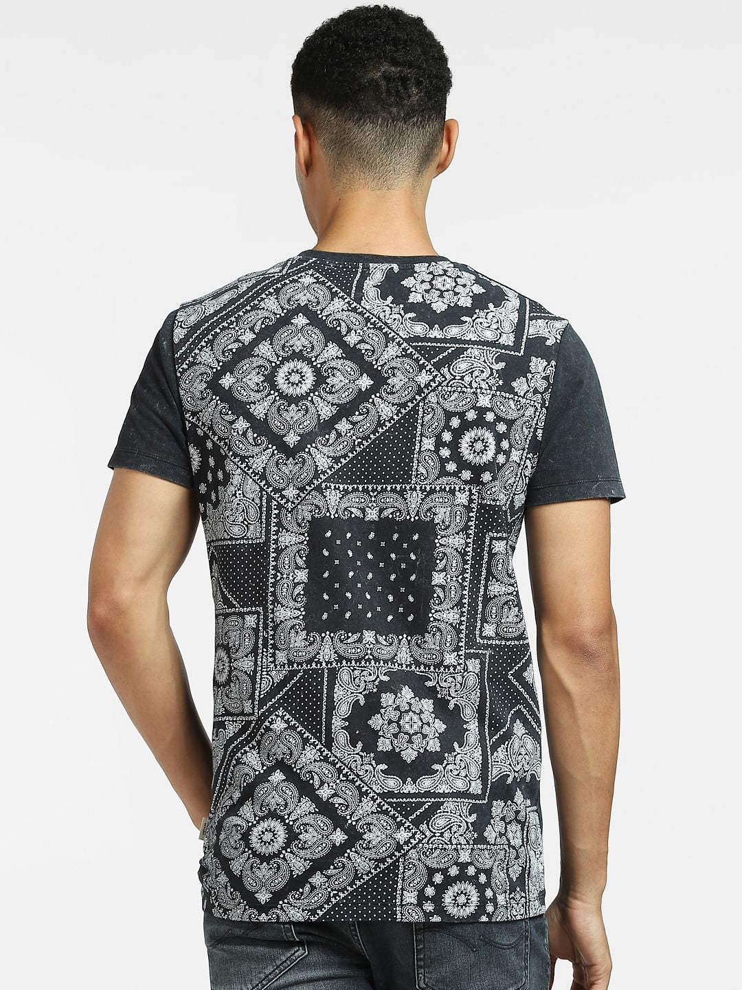 Black Graphic Print Crew Neck T-shirt