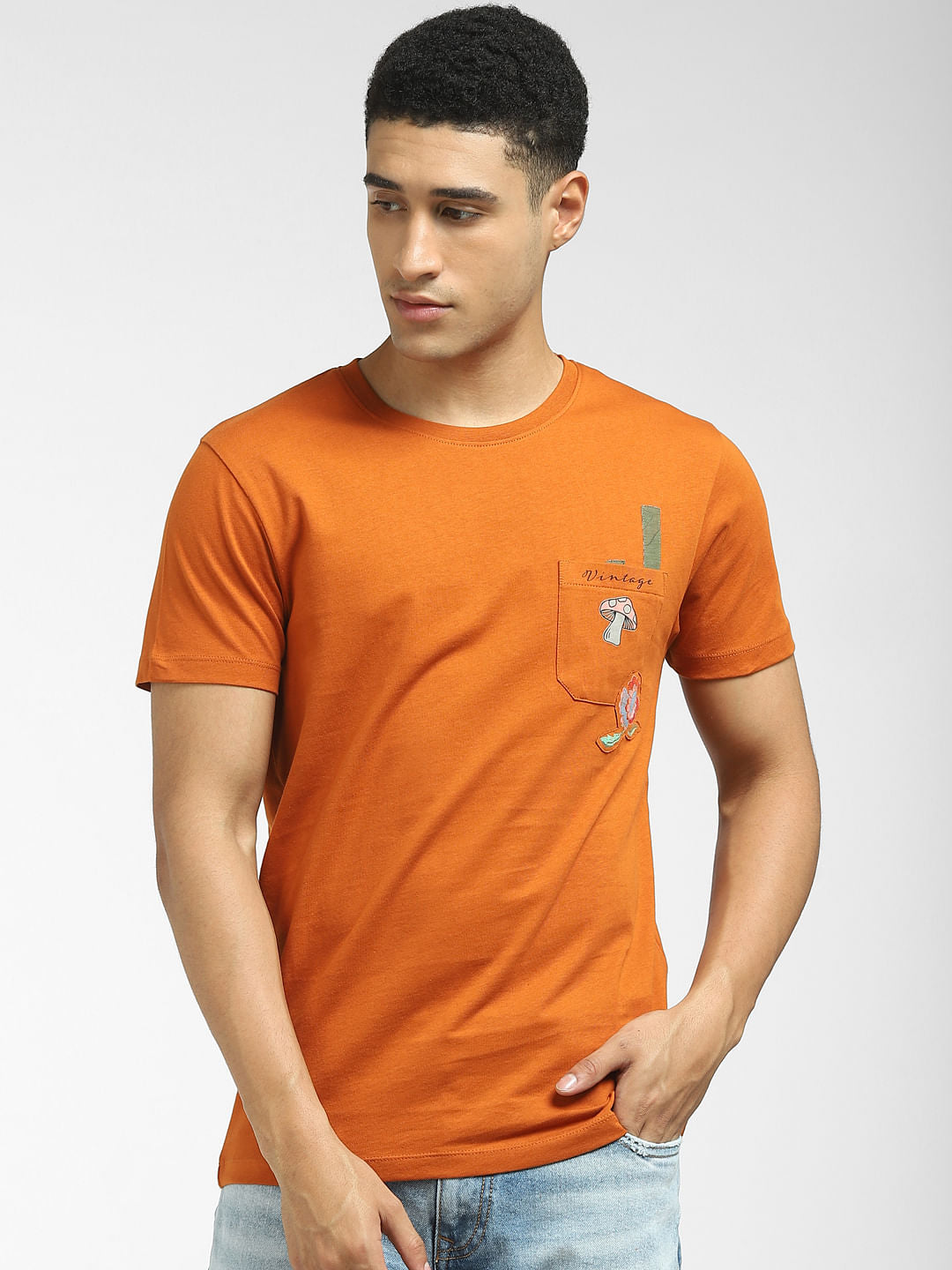 Orange Crew Neck T-shirt