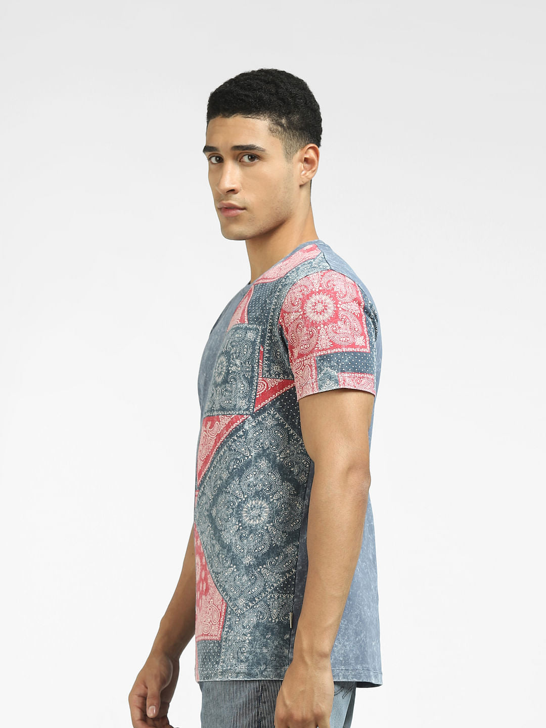 Blue Graphic Print Crew Neck T-shirt