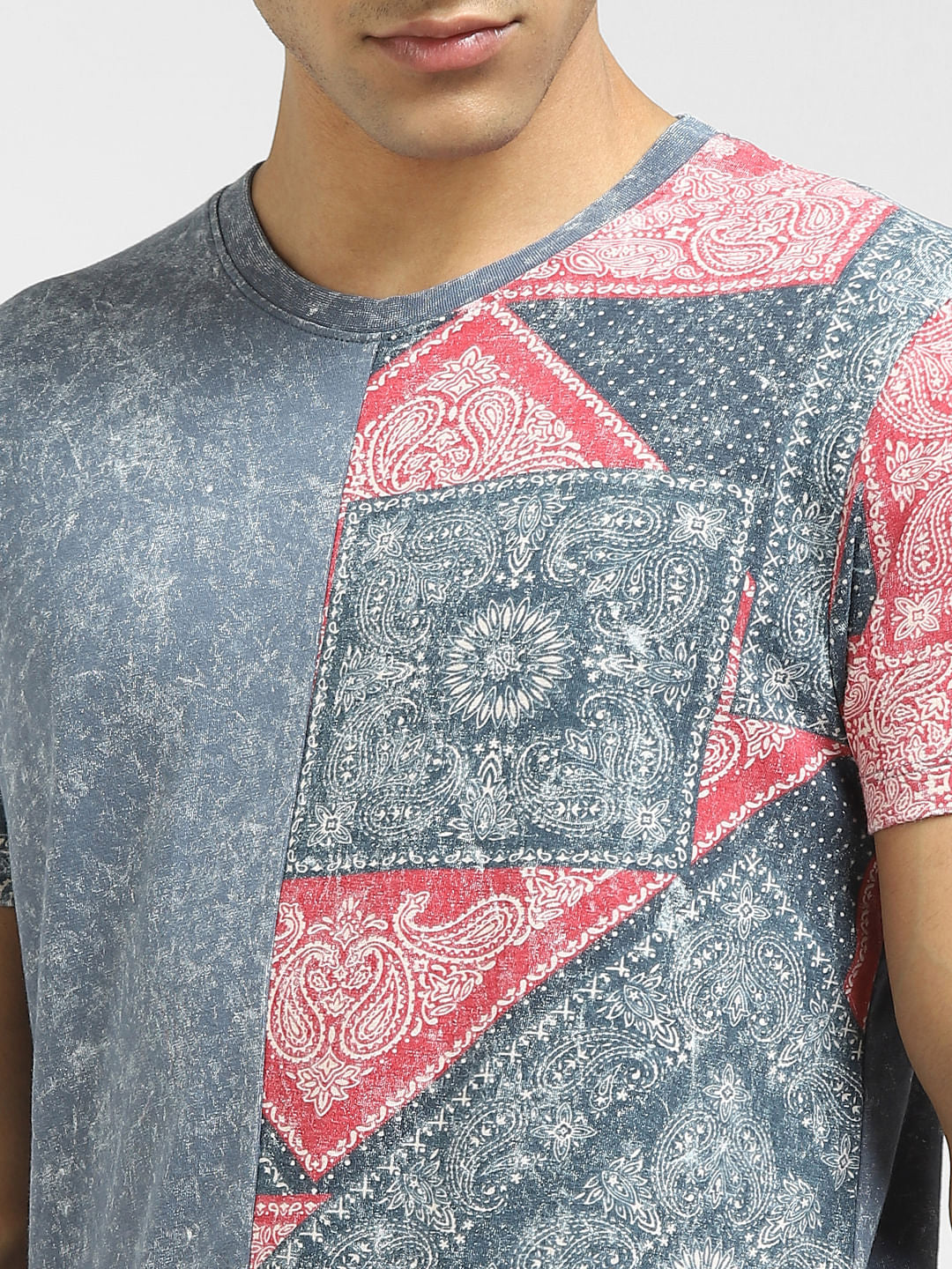 Blue Graphic Print Crew Neck T-shirt