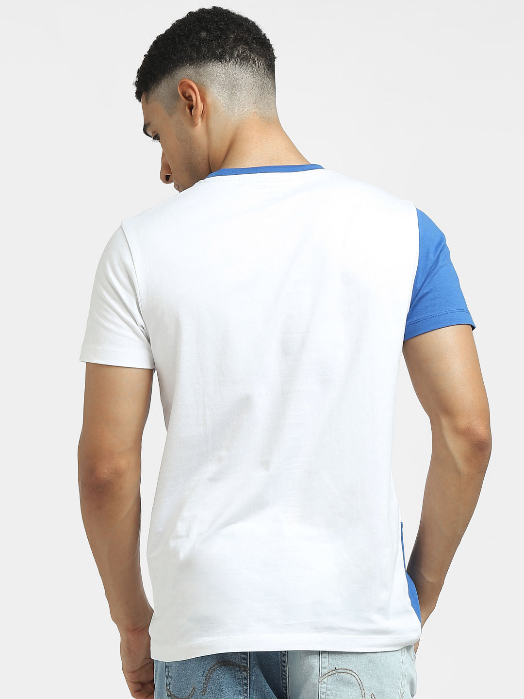 Blue Logo Print Crew Neck T-shirt