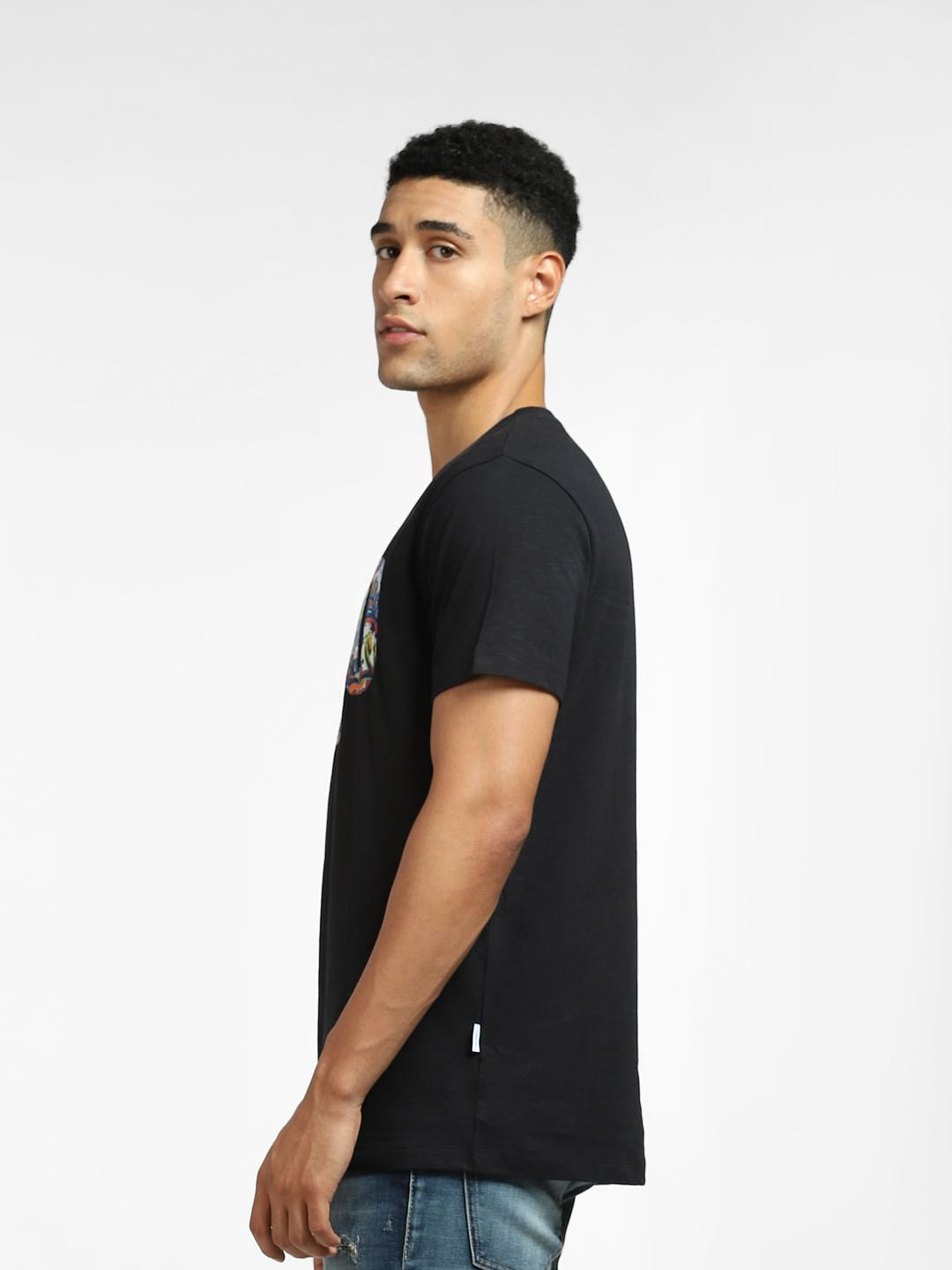 Black Typographic Print Crew Neck T-shirt