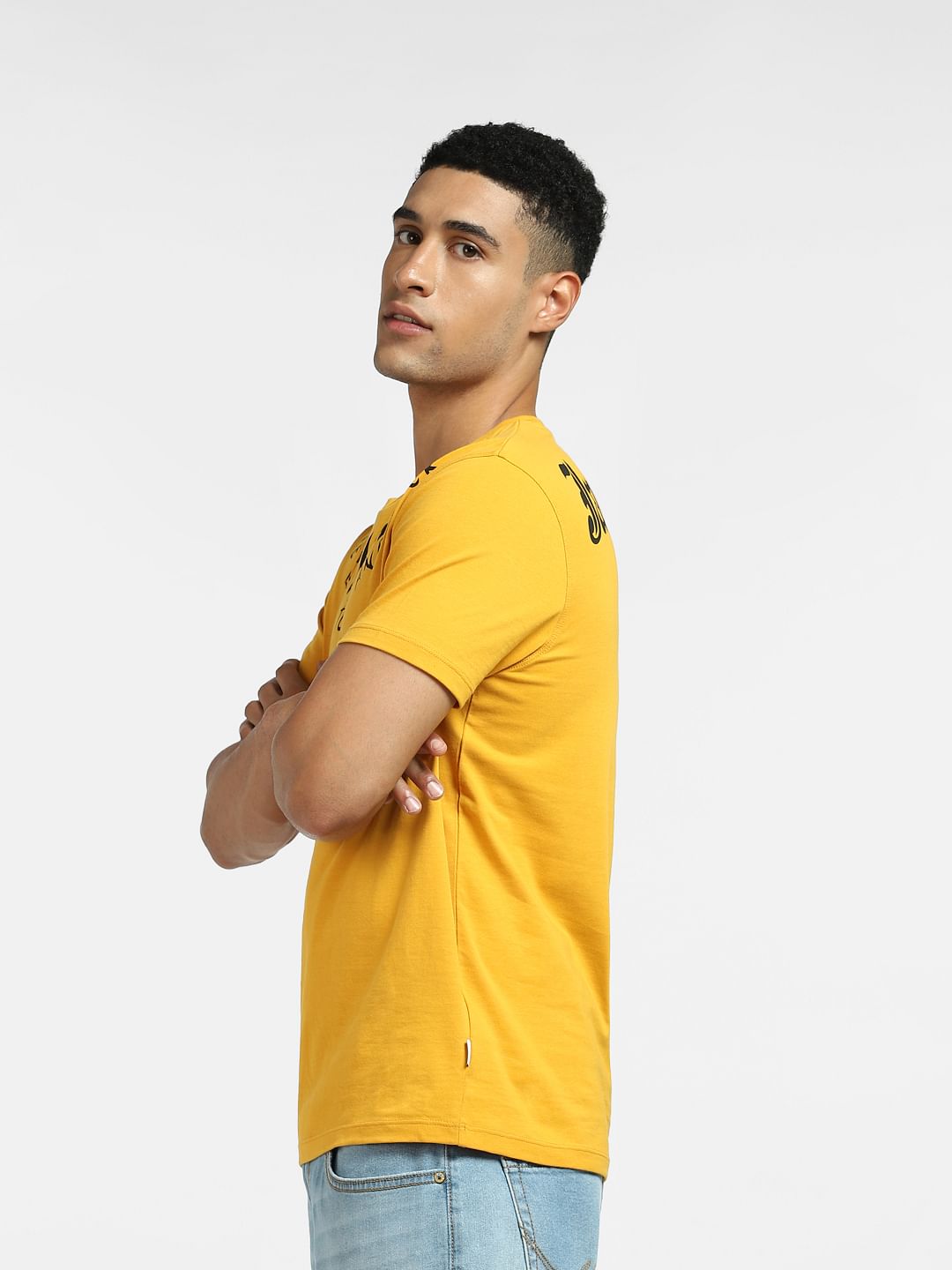 Yellow Typographic Print Crew Neck T-shirt