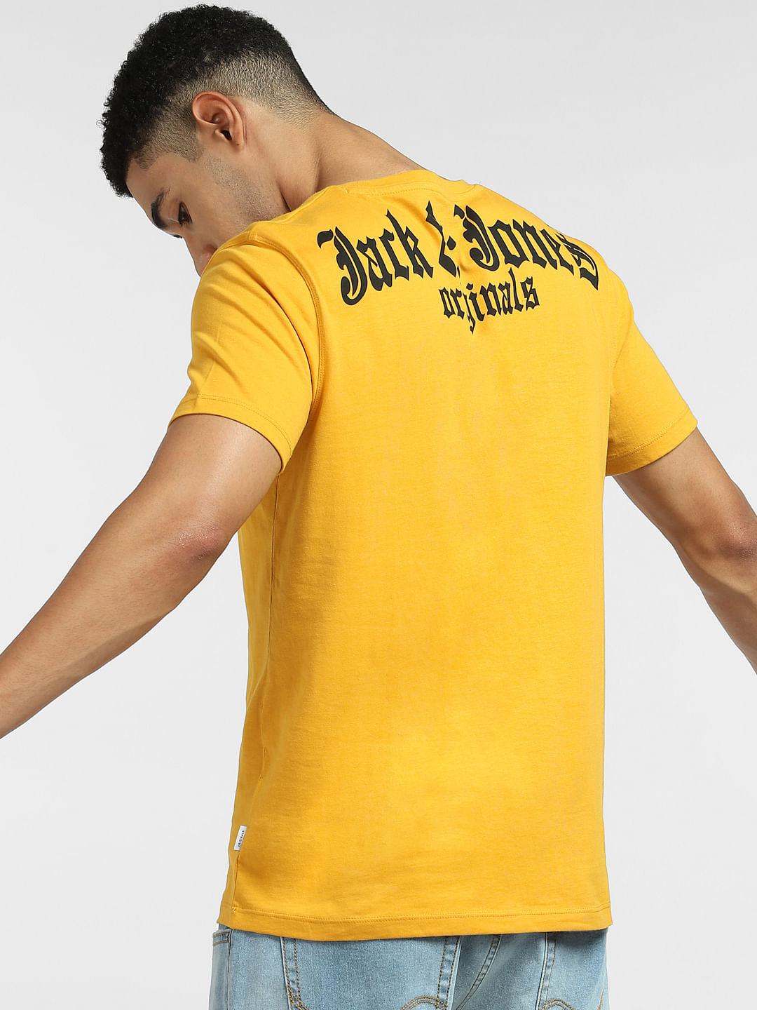 Yellow Typographic Print Crew Neck T-shirt